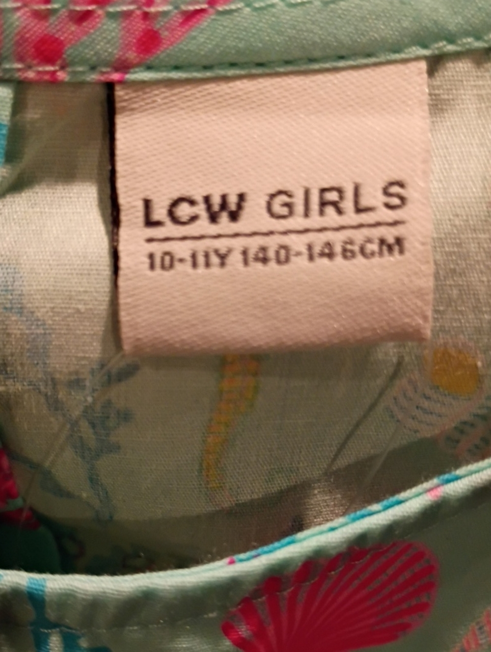 LCW Girls Seafoam, Pink and Gold Floral Aquatic Print Dress
